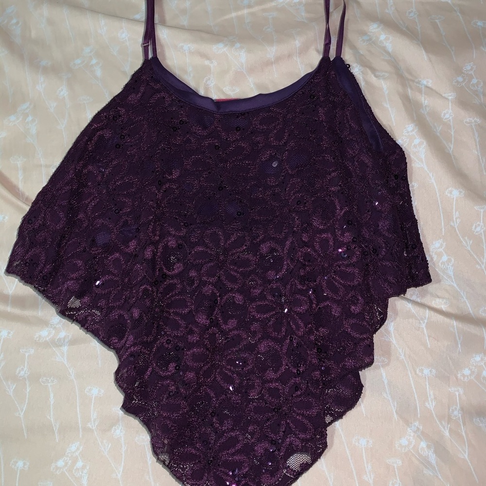 Sparkly asymmetrical purple crop top